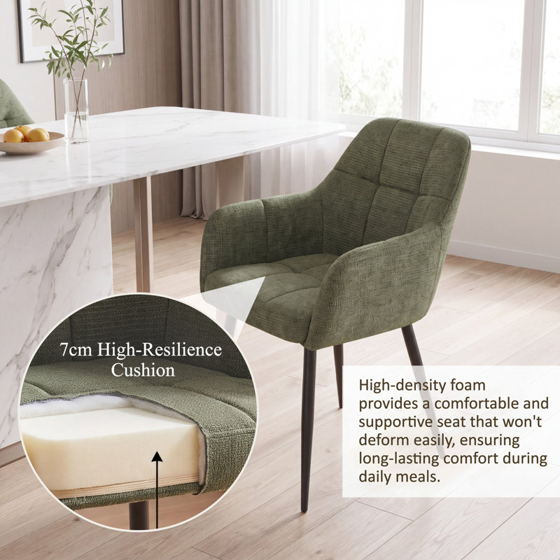 Chenille Fabric Dining Chair, Green