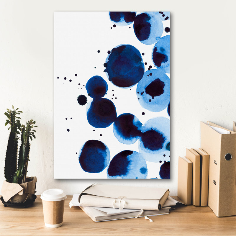  «Blue Drops 2» par Annie Warren, art mural sur toile, 18 po x 26 po