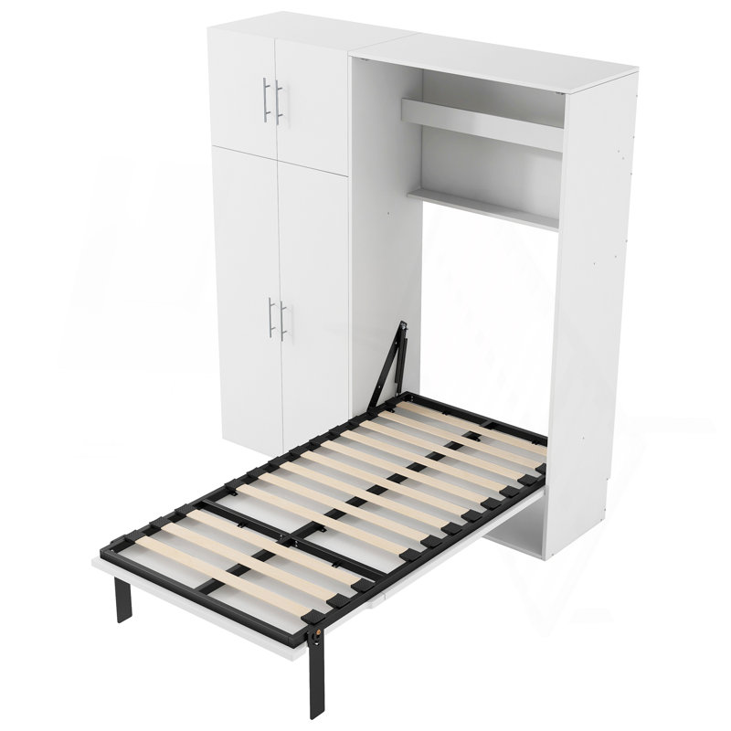 Lit escamotable simple avec casiers et armoires