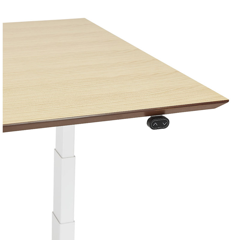 Adjustable Standing Desk, Ash Wood, White