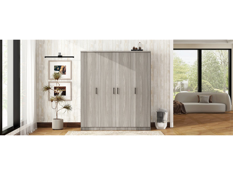 Armoire 4 portes avec 1 tiroir, Gris