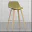 Tabourets de bar / comptoir (ensemble de 2) - Tissu bleu denim incurvé rétro | Bleu | Bois
