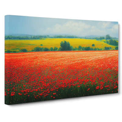 Head Turning Poppies Flowers - Wrapped Canvas