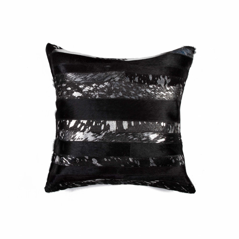 Coussin 18 "en peau de vache abstraite, Noir argenté