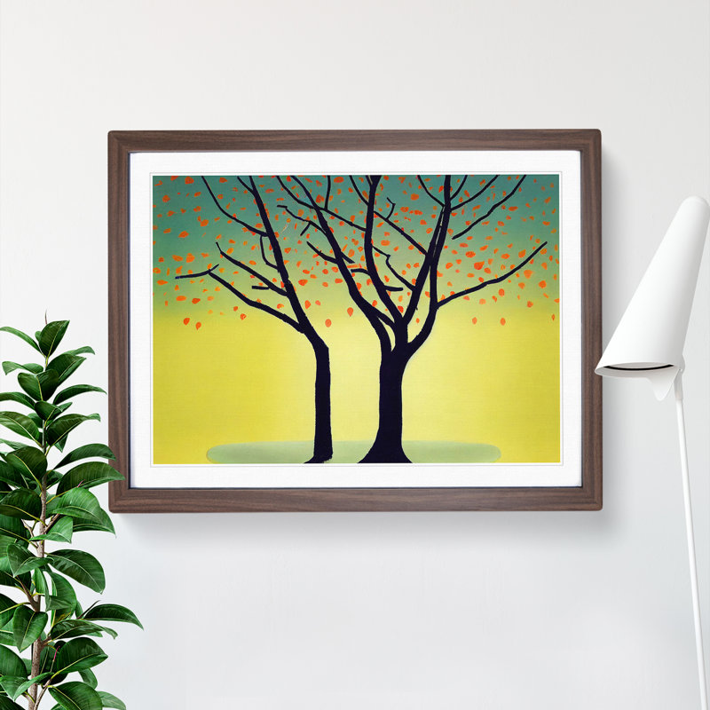 Hypnotic Trees - Single Picture Frame Painting, 46cm H x 64cm W x 2cm D, Walnut