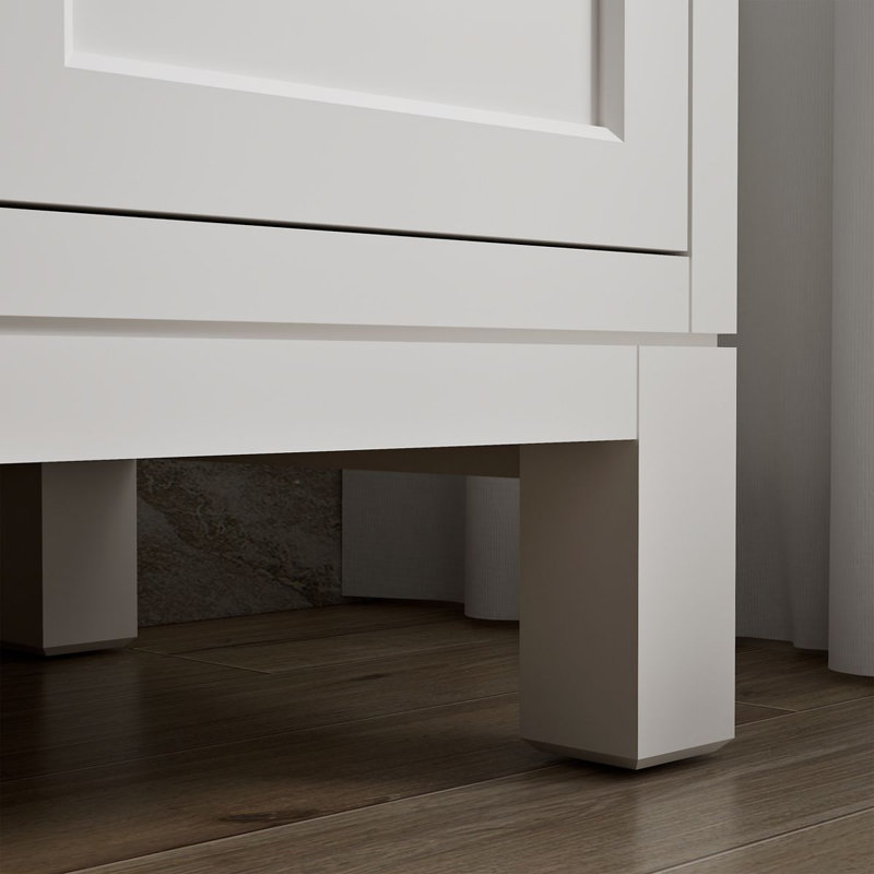 Meuble-lavabo mural simple avec plateau en bois massif Quo, Blanc, 73"