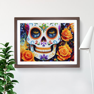 XH1022-2587X Decorated Floral Sugar Skull - Single Picture Frame Print