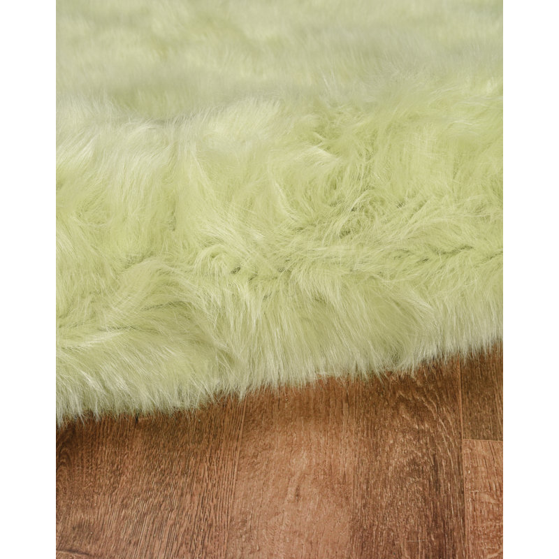 Tayyibah Handmade Tufted Faux Sheepskin Green Area Rug