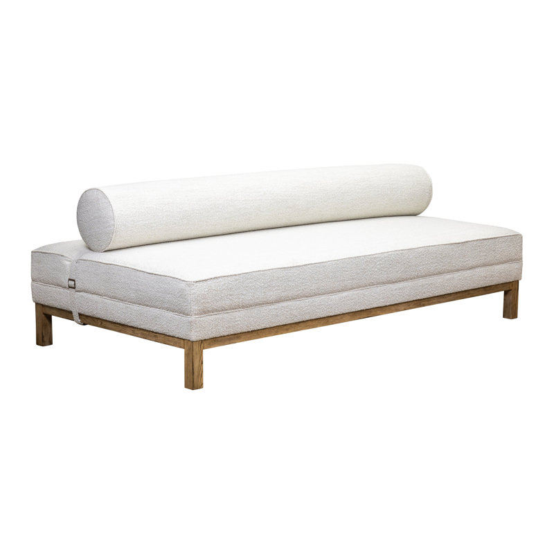 Metairie Upholstered Daybed Ottoman, Medium Yellow Wood, Del Ray Pearl Polyester Blend