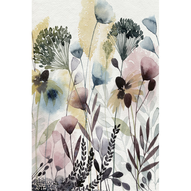 Aquarelle fleurs sauvages II, H 18 po x l 12 po