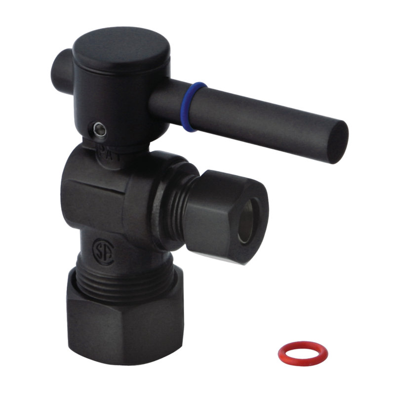 Kingston Brass Concord 5/8-Inch OD Comp x 3/8-Inch OD Comp Quarter-Turn Angle Stop Valve, Matte Black