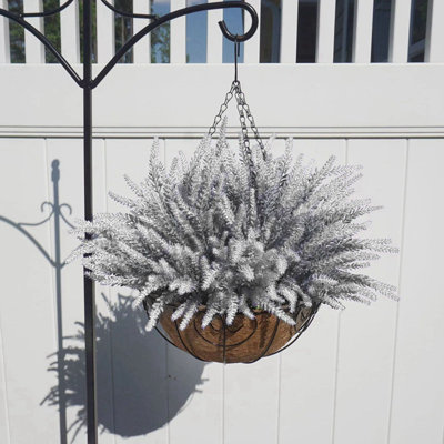 16 bouquets de lavande simulée, décoration de lavande artificielle intérieure et extérieure de 14 pouces pour le balcon et le patio sans panier suspendu, couleur blanche