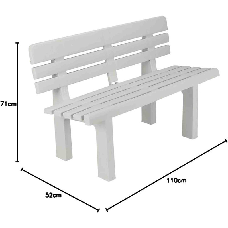Plastic Outdoor Bench, White