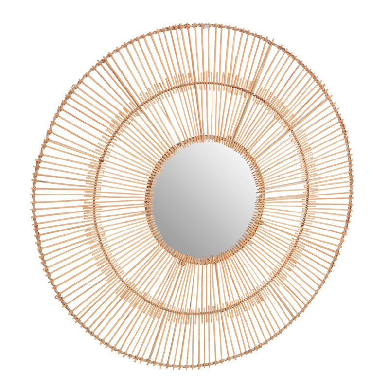 Muflier Rattan Flat Wall Mirror, Natural