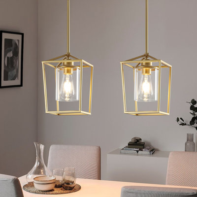 1-Light Lantern Pendant With Glass Shade 