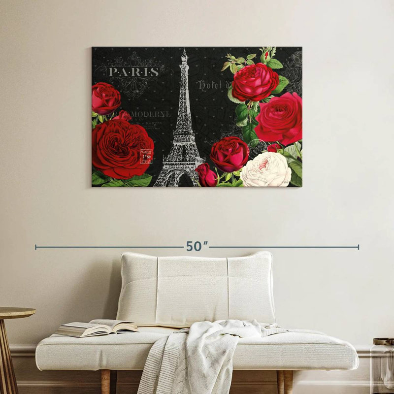 Lilie rouge Paris I noir, H 26 po x l 39 po