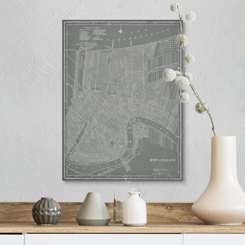 « City Map of New Orleans » par vision studio-impression d’art graphique, H 40 po x l 30 po x 1,25 po, Toile tendue