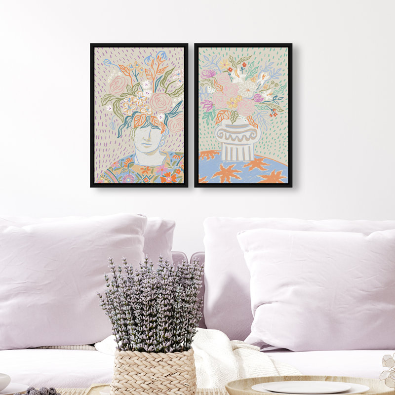 Summer Flourish Set Set by Oliver Gal, 74"H x 50"W, Black Floater Frame