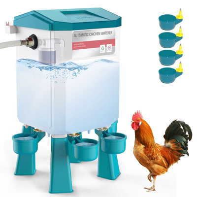 Distributeur automatique d'eau mains libres pour poulets, abreuvoir pour volaille à eau flottante avec gobelets flottants, distributeur automatique d'eau pour poulets, canards, oies, utilisation dans la cour arrière