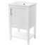 Meuble-lavabo de salle de bain avec lavabo, armoire de salle de bain avec porte à fermeture douce, support de rangement et tablette ouverte pour la maison