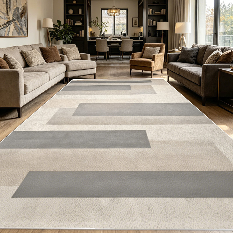 1PC Minimalist Neutral Geometric Vertical Block Striped area rugs for Living Room, Soft and Comfortable, Suitable for all seasons, easy-to-maintain, machine washable Indoor floor mat, Under Table Farmhouse suitable for Dining Table, Bedroom, Home