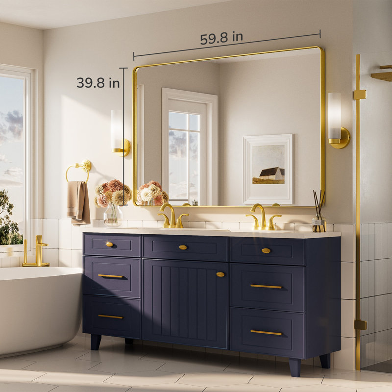 Bathroom Mirror with 1.2" Thick Aluminum Alloy Frame,Wall Mirror with Tempered Glass,Accent Mirror for Entryway,Dining Room,Bedroom