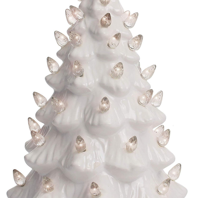 Lighted Ceramic Christmas Tree, White, 11.5" H x 3.5" W x 3.5" D