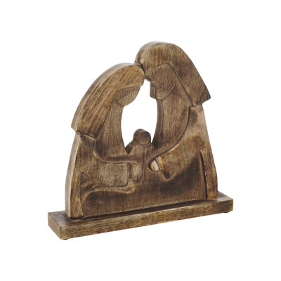Décoration en bois foncé Mary and Joseph 12 x 11,5 x 2,75