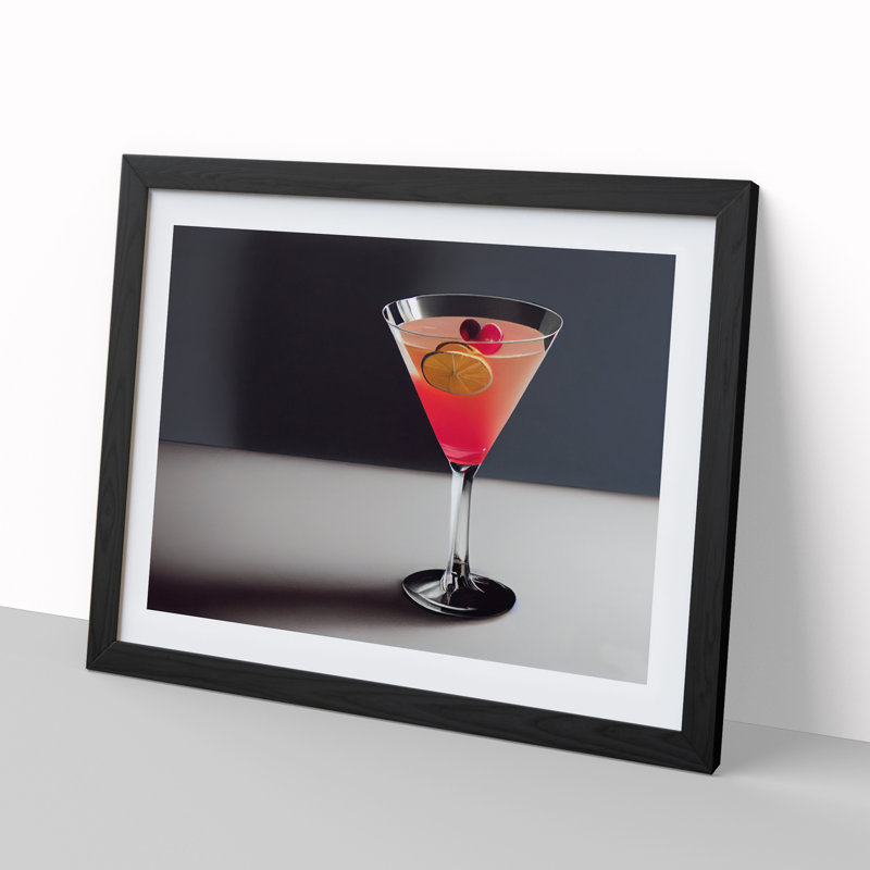 XH1022-6074X Modern Cocktail Art Vol.1 - Single Picture Frame Print, Black, 34cm H x 46cm W x 2cm D