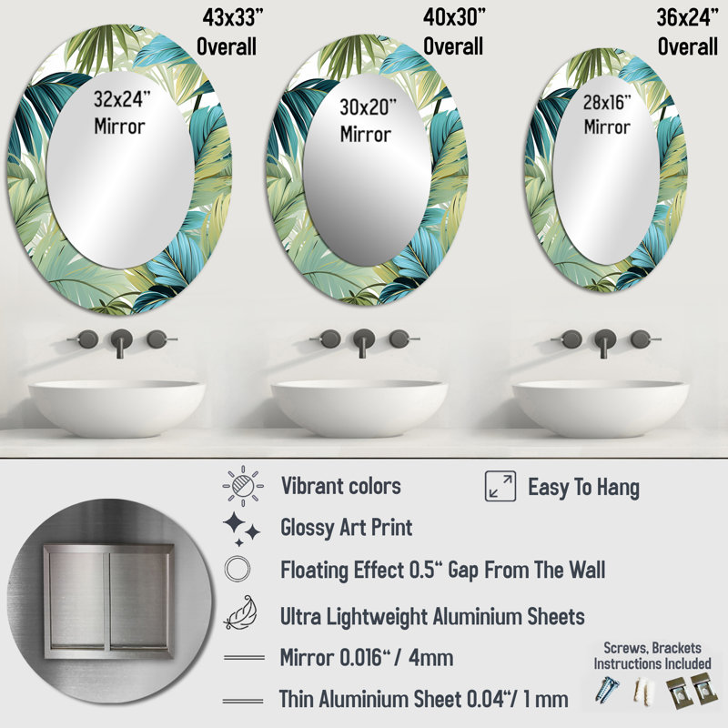 Miroir mural Palm Oasis, H 36 po x l 24 po