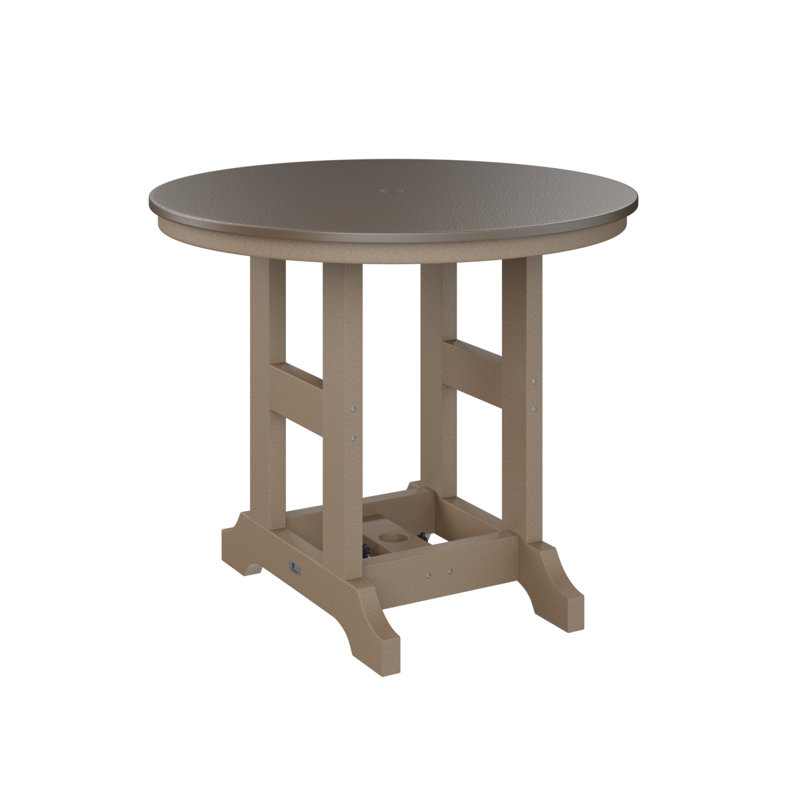 Berlin Gardens Garden Classic Round Dining Table, Hammered Top Bronze, Weatherwood, 30.87" H x 38" W x 38" D
