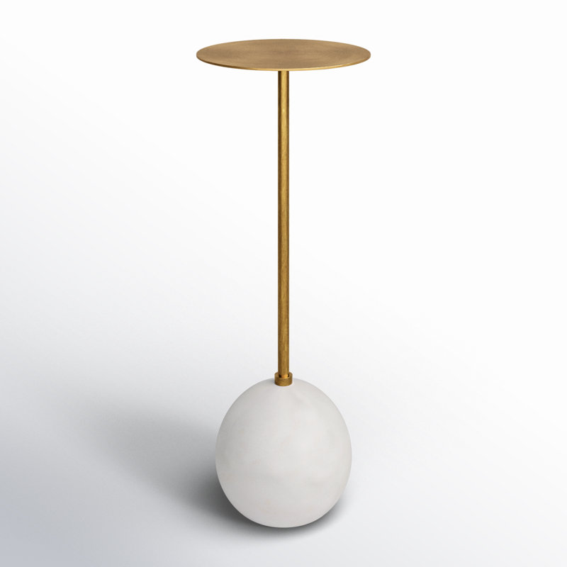 Chaniece End Table, Brushed Brass/White