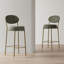 Tabouret de bar rembourré en velours avec tabouret et repose-pieds, ensemble de 2 chaises de salle à manger rondes pour la cuisine-2077721131