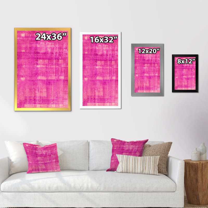 «Pink Abstract Art», peinture d'art moderne et contemporaine sur toile IV, H 20 po x l 12 po x P 1 po, Cadre photo blanc