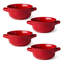 Ensemble de 4 bocaux à soupe Berry Red 8,25 po 32 oz - ensemble de 4 bols en grès French Bistro avec poignées à languette dans un glacis rouge vif