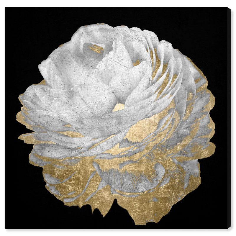 Floral and Botanical Glam Gold and Light Floral - Reproduction d'art graphique sur toile tendue, H 20 po x l 20 po