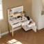 Ensemble de coiffeuse lumineuse avec miroir 3 modes et prises intégrées, commode blanche et dorée pour la chambre à coucher ou le vestiaire