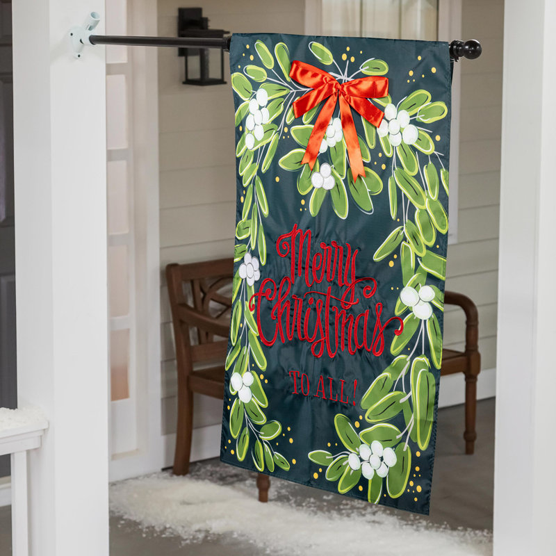 Drapeau de maison Merry Christmas Mistletoe