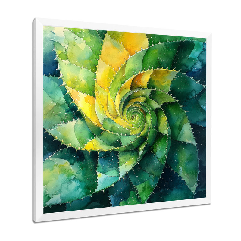 Géométrique, spirale, feuille d'aloès, plante grasse III - plante grasse, H 16 po x l 16 po, Blanc