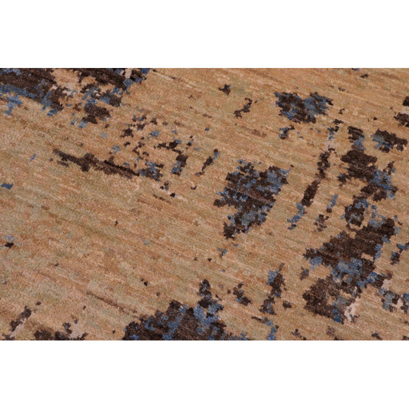 Tapis unique bleu / brun clair 8 pi x 9 pi 6 po Kellyanna par Arshs Fine Rugs
