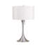 Lampe de table vintage en métal de 27 pouces de hauteur, finition argentée avec abat-jour en lin blanc