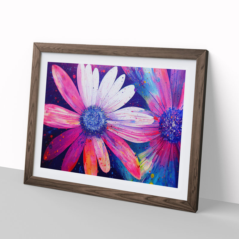 Daisy Flower Splash Vol.3 Abstract - Framed Print, 46cm H x 64cm W x 2cm D, Walnut