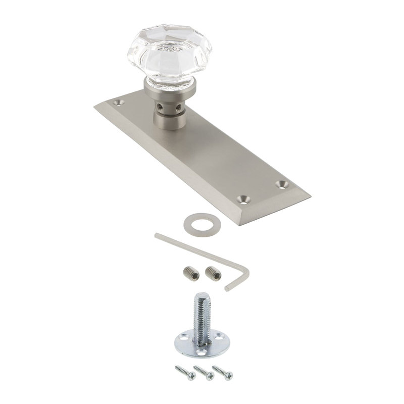 New York Plate with Waldorf Door Knob, Satin Nickel