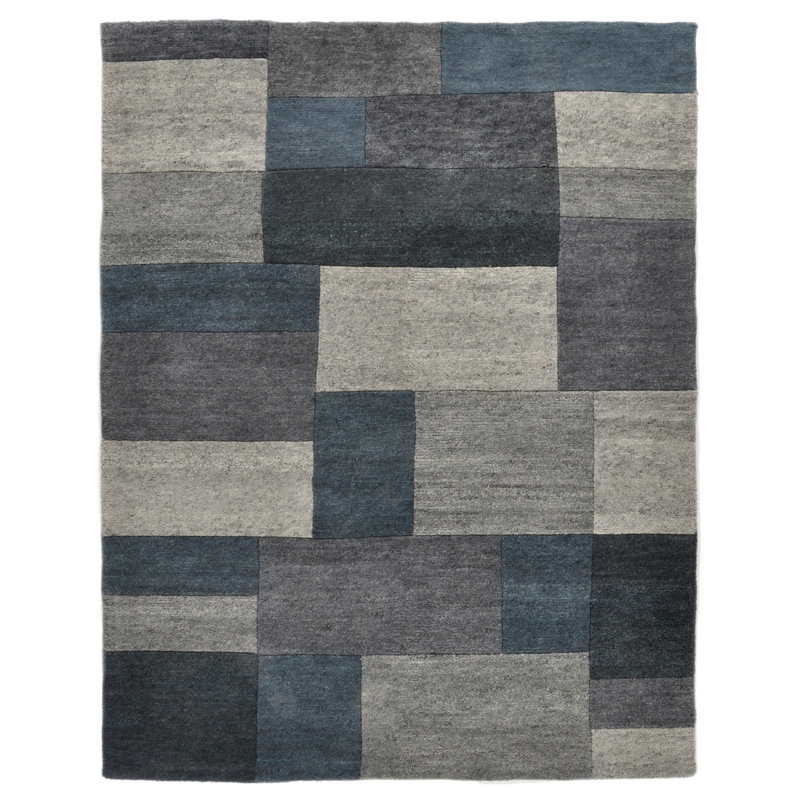 Dalas Hand Knotted Wool Anthrazit/Blau Indoor Rug, Rectangle 250 x 300cm