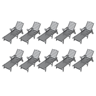 HDPE Patio Lounge chair(GREY,10Piece)