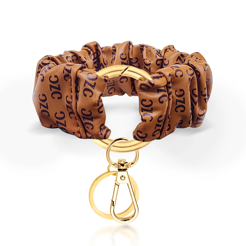 Brown Scrunchie Keychain Wristlet