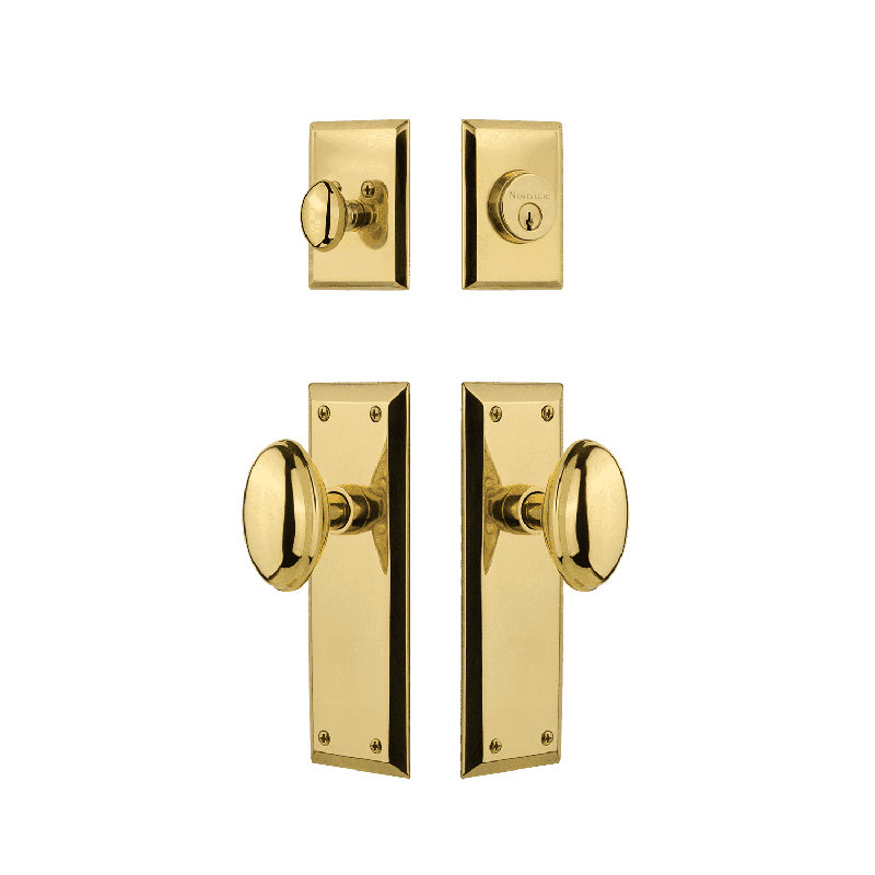 Nostalgic Warehouse New York Entry Set with Homestead Knob, Unlacquered Brass, 2.75