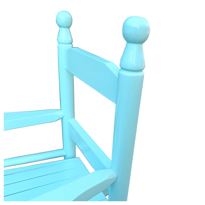Chaise berçante en bois massif pour enfants en bleu clair pour une utilisation intérieure ou extérieure, Blue