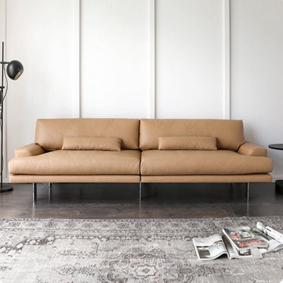 Camel Genuine Leather Modular Sofa cushion couch