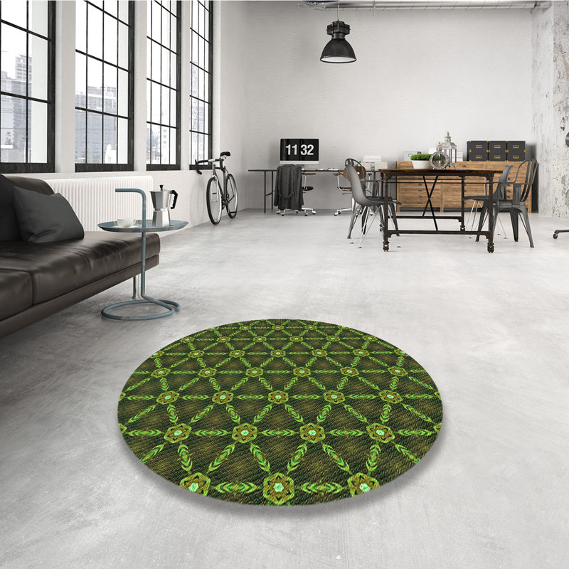 Tapis 100% lavable à la machine 2766-GRN, Rond 3 pi
